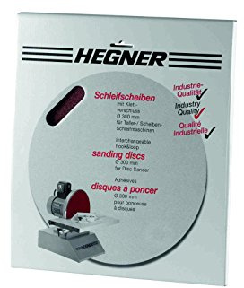 Hegner Schleifscheiben für Metall, D. 300 mm mit Klettverschluss, Korn 120 für HSM 300 / WSM 300 / HSM 300S, 3-Stück, 6410004