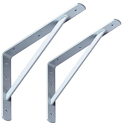 Element System Wandkonsole Samson – belastbare Metall-Konsole optimal geeignet zum Lagern schwerer Gegenstände, Wandregal – 330 x 500 mm, Weißalu, 2 Stück