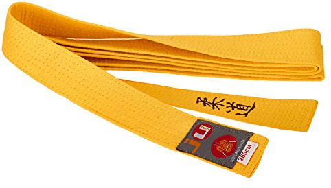 Ju-Sports Budogürtel gelb mit Bestickung Judo (Japanisches Kanji)