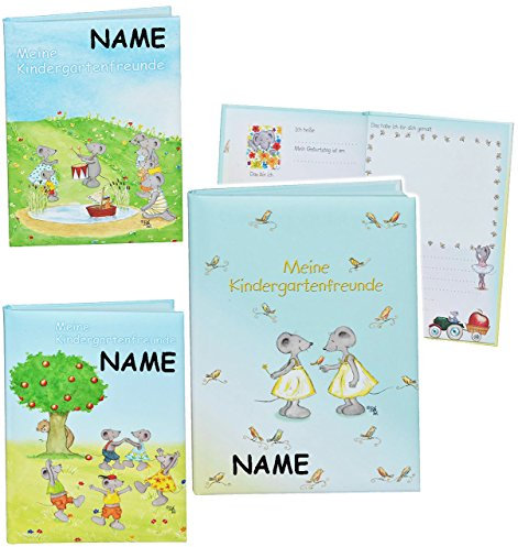 alles-meine.de GmbH Kindergarten Freunde Buch - Mäuse & Vögel - incl. Name - Tiere für Mädchen/Jungen - Freundebuch Poesiealbum Kinder - Kindertagesstätte - Kita/dick gebunde..