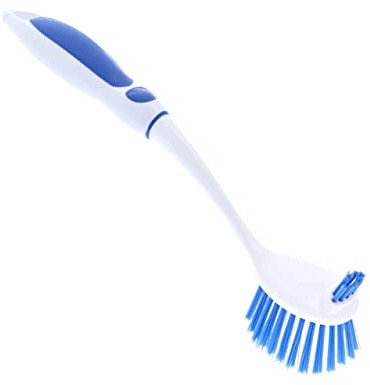 Dish Washing Scrubber Vegetable Brush - Blue / White 2 Sided Bristles - Long Handle With Rubber Grip Non Scratch Kitchen and Bath Cleaning By Superio