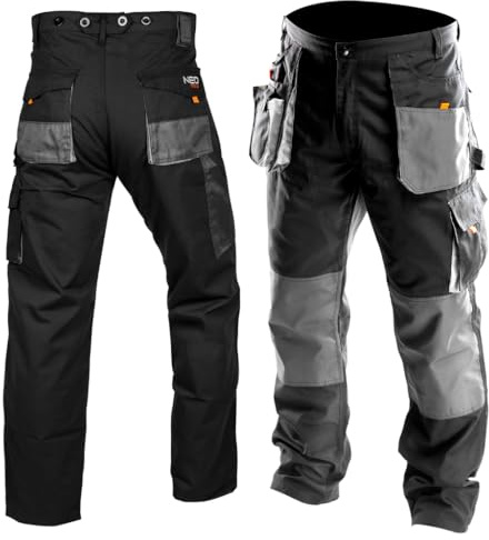 NEO TOOLS Profi Arbeitshose Multifunktion Bundhose, Sicherheitshose, Oxford-Stoffverstärkungen, verstärkte Taschen, Dreifachnähte, Kniepolsterlöcher, Berufsbekleidung Hose Gr. 48-58 (S-XXL)