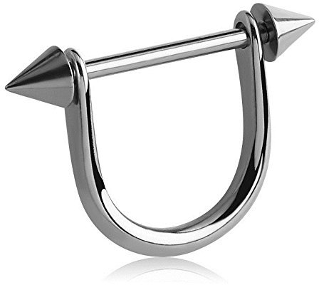 eeddoo Brustwarzen-Piercing mit Spitzen Silber Edelstahl 12 mm