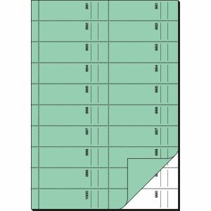 Sigel 5 x Bonbuch 1000 Abrisse A4 hoch 65g/qm hellgrün mit Blaupapier 2x50 Blatt