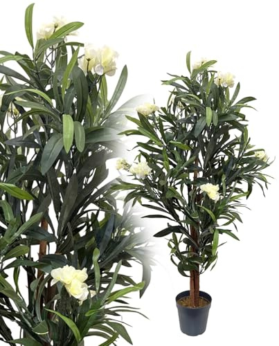 Oleander Creme 120 cm künstlich wie echt Kunstbaum Kunstpflanze Kunstblume Deko