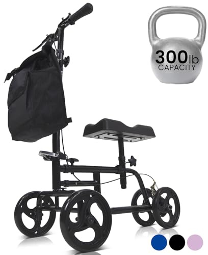 Vive Mobility Knee Walker - Steerable Scooter for Broken Leg, Foot, Ankle Injuries - Kneeling Quad Roller Cart - Orthopedic Seat Pad for Adult and Elderly Medical Mobility - 4 Wheel Crutch