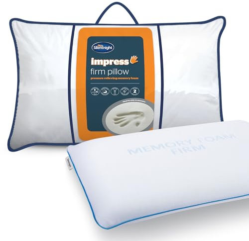 Silentnight Memory Foam Pillow – Orthopedic Pillow for Shoulder and Neck Pain Relief and Support – Hotel Quality Memory Foam Bed Pillow Machine Washable Cover for Back Stomach and Side Sleepers – Firm
