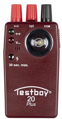 Testboy 20 Plus Probador de continuidad externo protegido contra voltaje CAT II 300 V (sensor de voltaje sin contacto, linterna LED de alto rendimiento, en cuestión de segundos), rojo