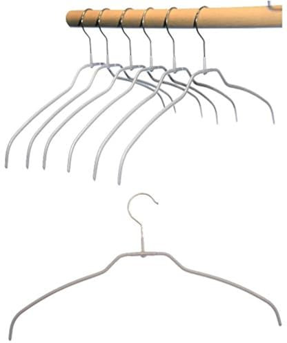 Hagspiel Kleiderbügel aus Metall, Drahtbügel Silber rutschhemmend beschichtet, für Hemden oder Blusen, 4 mm, 10 STK., sehr platzsparend