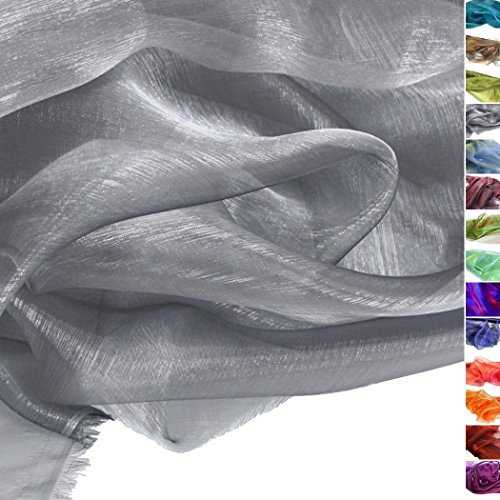 TOLKO 1m Organza Stoffe zum Nähen Meterware | Hauch Zart, Fein, Durchsichtig | zum Dekorieren Basteln 145cm breit | leichter Glanz Stoff für Gardine Vorhänge Tischdecken Deko Schals (Antik Silber)