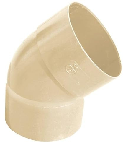 First Plast - Grondaia in PVC 25 semirotonda - Gomito in PVC 45° FF per tubo Ø80 spessore 2,2 mm - sabbia