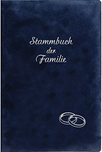 Stammbuch Ringe, blau, Velours, Prägung Silber, Stammbuchformat