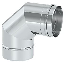 Schornstein - Winkelelement EW einwandig mit 90° Winkel starr, Innendurchmesser 120mm; 0,6mm Wandstärke, Edelstahl