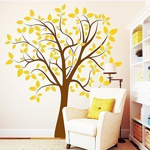 Wandtattoo Loft „Baum mit Blättern - ZWEIFARBIG“ - Wandtattoo, Wandbild, Wandaufkleber / 30 Farben / 4 Größen