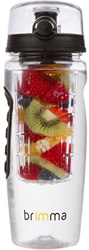 Brimma 1L Trinkflasche mit Früchtebehälter - Wasserflasche mit Fruchteinsatz - Auslaufsichere Sport Flasche - Sportflasche Water Bottle - Passt in Jede Sporttasche, Schultasche, Rucksack