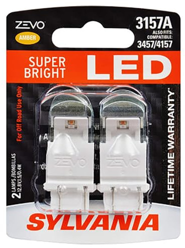 SYLVANIA - 3157 ZEVO LED Amber Bulb - Bright LED Bulb, Ideal for Park and Turn Lights (Contains 2 Bulbs)