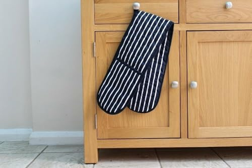 SHL - Navy Blue Stripe Butchers Double Oven Glove - 2 Pack