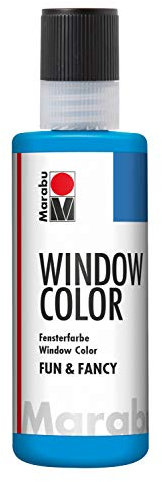 Marabu 04060004095 - Window Color fun & fancy, azurblau 80 ml, Fensterfarbe auf Wasserbasis, ablösbar auf glatten Flächen wie Glas, Spiegel, Fliesen und Folie