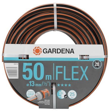 Gardena Comfort FLEX Schlauch 13 mm (1/2 Zoll), 50 m: Formstabiler, flexibler Gartenschlauch mit Power-Grip-Profil, aus hochwertigem Spiralgewebe, 25 bar Berstdruck, ohne Systemteile (18039-20)