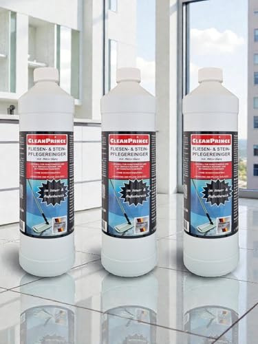 Cleanprince 3 x 1 liter kakel och sten vårdtvättmedel = 3 stengods glitter kakel rengöring golv keramiska golv konstgjorda keramiska Betonsteinfliesen naturlig