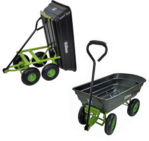 Gartenwagen Kapazität von 300 kg / 75 l mit Kippfunktion und wendiger Lenkachse Luftreifen