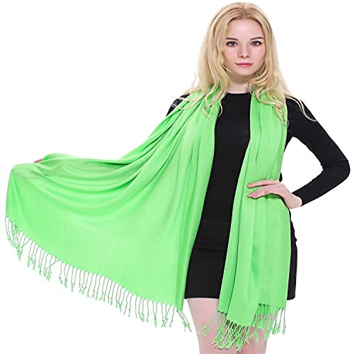 CJ Utförande ljusgrön enfärgad design stola halsduk kuvertduk axelduk andra valet pashmina NY, Ljusgrön