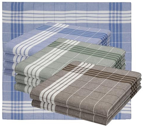 Betz Stofftaschentücher Herren 10er Pack – 100% Baumwolle, kariert, 40x40 cm – Stoff Taschentücher Set in Blau, Grün & Braun - Arabias – wiederverwendbar, waschbar, langlebig
