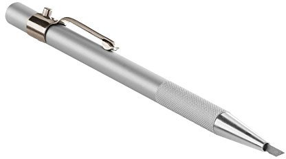 transotype cuchilla con pulsador, hoja de 45°, bisturí en forma de bolígrafo de aluminio anodizado plateado, ligero y manejable