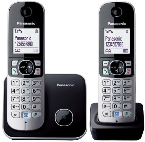 Panasonic KX-TG6812EB Twin DECT Phone - Black/Silver
