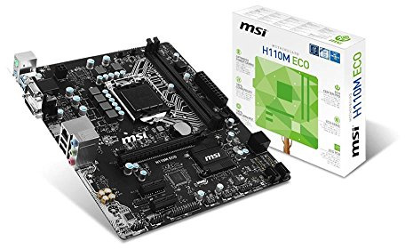 MSI Mainboard H110M ECO LGA1151 max 32GB 2X DDR4 2X PCIe 1x PCIe x16 1x VGA 1x DVI 1x HDMI 4X SATA3 2X USB2.0 2X USB3.1 mATX