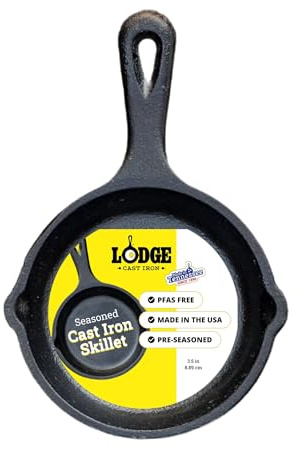 Lodge 8.89 cm / 3.5 inch Pre-Seasoned Cast Iron Round MINI Skillet/Frying Pan