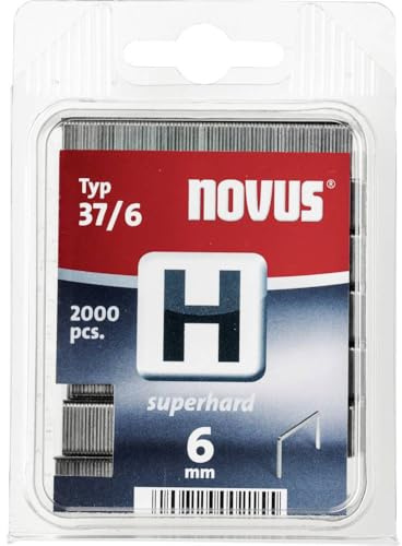 Novus Feindrahtklammern 6 mm superhart, für Hammertacker, 2000 Tackerklammern vom Typ H37/6, Heftmittel aus Stahldraht, 042-0369, 2000 Stk