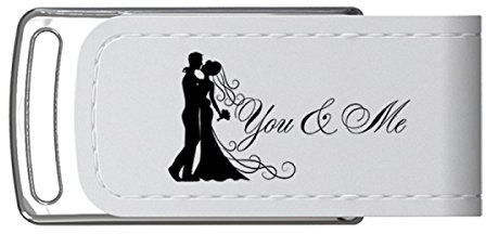 USB-Stick mit Hochzeitsmotiv – Edles Design aus Kunstleder und Metall, ideal als Hochzeitsgeschenk oder für Erinnerungsfotos (16GB/32GB/64GB). USB 3.0 (You & Me, 8GB)