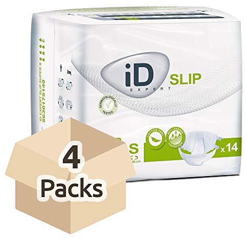 iD Slip Super Small All-in-One Incontinence Briefs | 4 Packs of 14 | Incontinence Briefs, All-in-One Incontinence Briefs, Moderate to Heavy Incontinence, Adult Diapers, Incontinence Protection