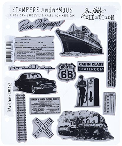 Stampers Anonymous Tim Holtz Cling Rubber Stamp Set, 7 by 8.5-Inch, Travel Ways