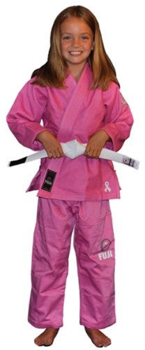 FUJI Kids All-Around Brazilian Style Jiu Jitsu Uniform with C0-Sized White Belt, Pink, Size WC00