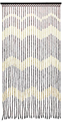 JVL 11-087C Provence Hanging Wooden Beaded Door Waves Curtain Screen, Multi-Colour, 90 x 180 cm