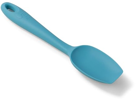 Zeal Silicone Spatula Spoon, Non-stick Flat-ended Cooking Spoon Spatula for Scraping, Scooping and Stirring – Odour and Stain Resistant, 20cm, Aqua Blue