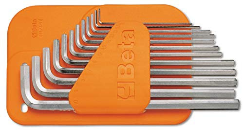 Beta 96LC/SC12 - Chiavi Esagonali Maschio Piegate Cromate Tipo Lungo con Supporto - 12 Pezzi - Utensili da Lavoro di Qualità con Supporto in Plastica - Acciaio Resistente e Design Funzionale
