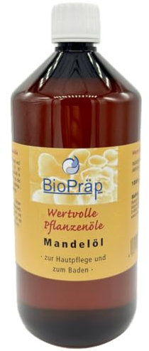 BioPräp Mandelöl | 1000 ml | vegan | ohne Gentechnik | perfektes Basisöl | Haut- und Haarpflege | Made in Germany | zertifizierte Produktion