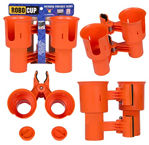 ROBOCUP, Orange, aktualisierte Version, Bester Getränkehalter für Getränke, Angelrute/Stange, Boot, Strandstuhl/Golfwagen/Rollstuhl/Gehhilfe
