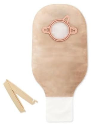 Hollister 18163 New Image 2-Piece 12” Drainable Ostomy Pouch, Pack of 10, Transparent, 2-1/4” Opening, Red Color Code