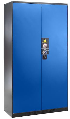ASECOS | Chemikalienschrank | Tür geschlossen | 3 Fachböden | enzianblau