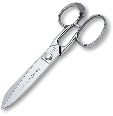 3 Claveles Profesional - Tijeras Cocina Profesional, Acero Inoxidable - ( 20cm - 8 ), para cortar alimentos como pollo, aves, carnes, forjada en caliente, robusta