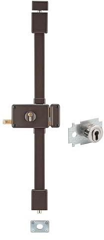 THIRARD - Serrure en Applique Horga A2P* à Tirage pour Entrée Gauche - 3 Points - Cylindre Transit2 30 x 65 mm - Axe 70 mm - Pour Porte 45 mm Max - Coffre Cambré 88 x 140 mm - Marron - 4 Clés Incluses