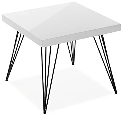 Versa Denver Table d'appoint pour Le Salon, la Chambre ou la Cuisine. Table Basse auxiliaire Moderne, Dimensions (H x l x L) 43 x 50 x 50 cm, Bois et métal, Couleur: Blanc