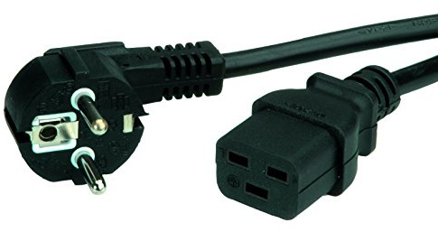 VALUE Nätkabel skyddskontakt – IEC320-C19 16A, svart, 3 m