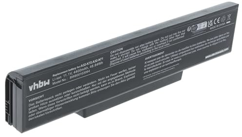 Batteria vhbw Li-Ion 4400mAh (11.1V) per Notebook Laptop Asus X72dr, X72j, X72jr, X72v, X72vn, X73b, X73be, X73br sostituisce A32-K72, 70-NX01B1000Z.