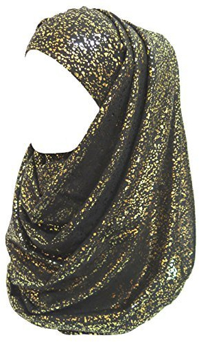 Lina & Lily Damen Hijab Muslimische Kopftuch Schal Turban mit Gold Glitzert Funkeln
