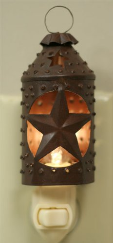 Colonial Tin Works Paul Revere Punched Star Nightlight - Primitive Rust